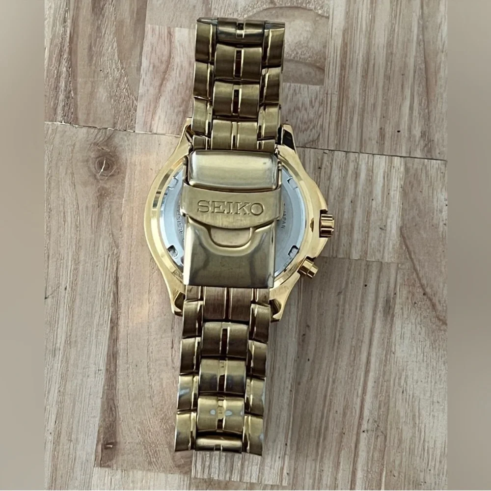Seiko Rare Kinetic Men's Watch Automatic Gold-Tone Bracelet Dial Date Window